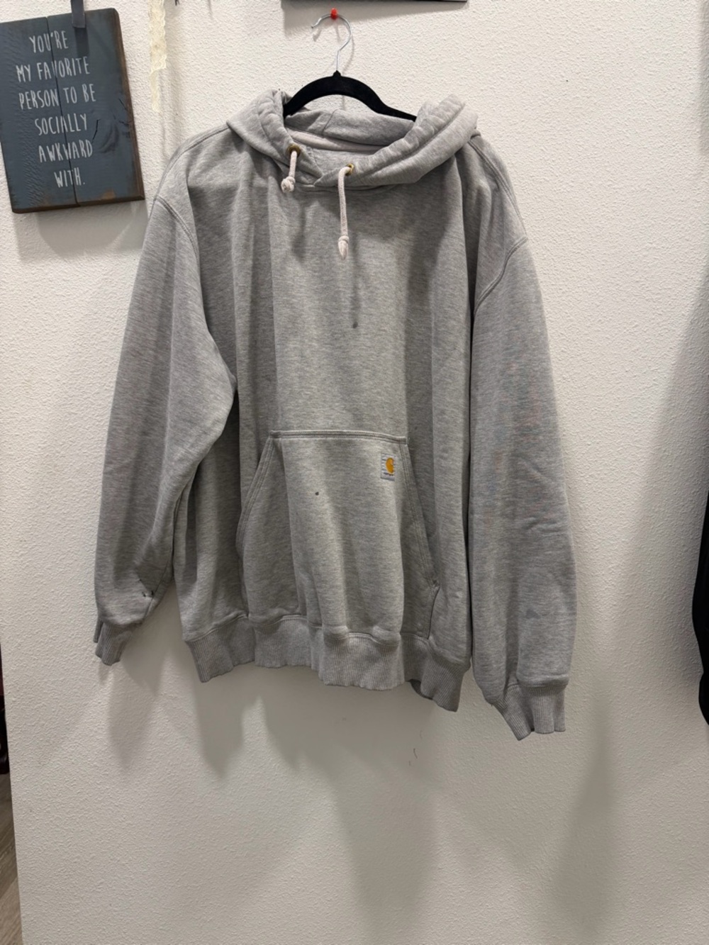 Carhartt Light Gray Pullover Hooded Sweatshirt with Kangaroo Pocket